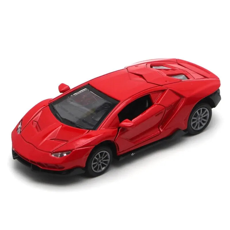 Coche de Juguete de Metal a Escala 1/36 con Retroceso y Apertura de Puertas, Color Rojo – Regalo Ideal para Niños y Coleccionistas