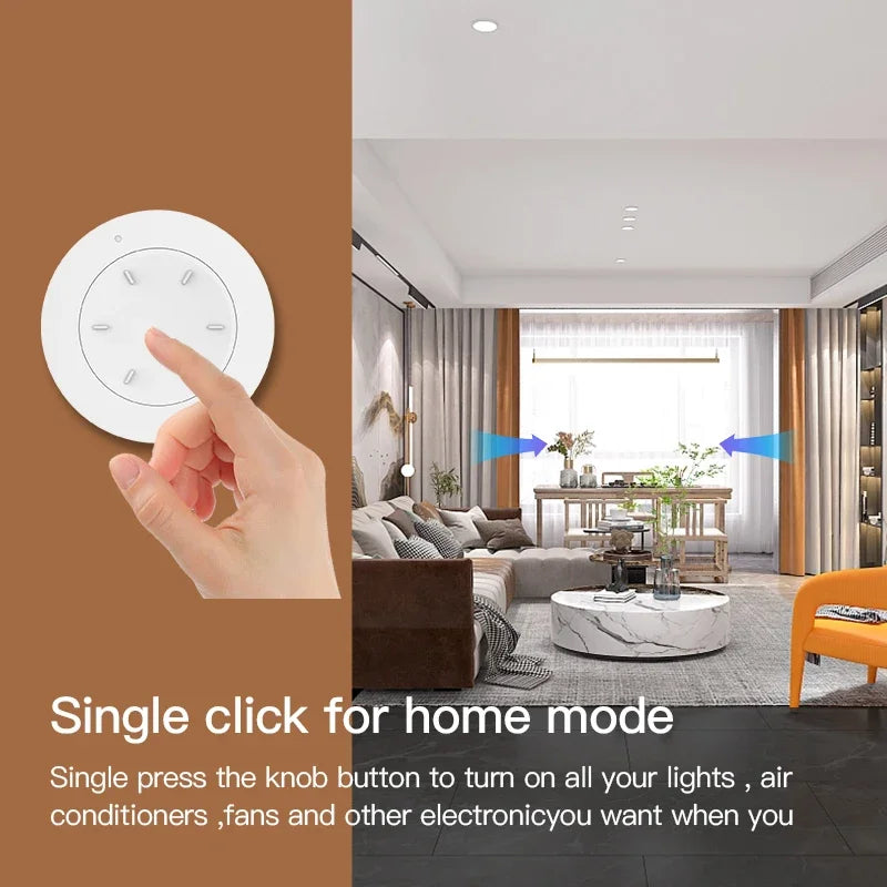 Interruptor de Perilla Inteligente ZigBee Tuya Dimmer Remoto Inalámbrico con Vinculación de Escenarios y Automatización de Luz