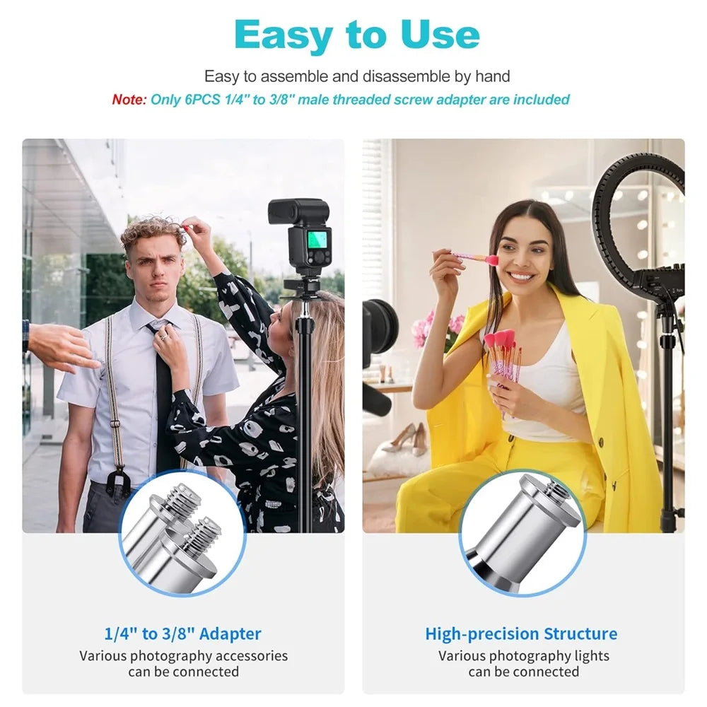 Selens 3 Pcs Standard 3/8 to 1/4 Adapter Thread Screw  For Light Stand Tripod Photo Studio Kits Mount Ball Head Flash Lighting