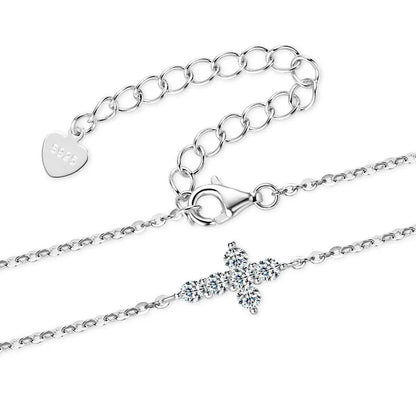 Pulsera de plata S925 con Cruz de moissanita de 0,6 quilates, brazalete clásico versátil, estilo europeo y americano, sencillo, para fiesta y uso diario