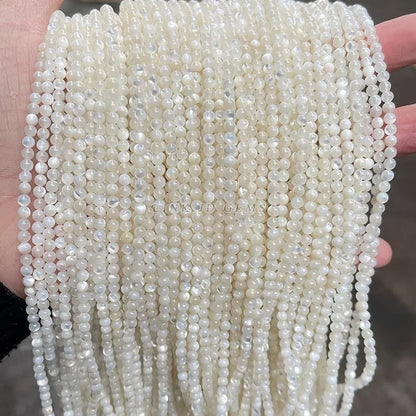 Cuentas de concha de nácar blanca Natural, espaciador suelto redondo para fabricación de joyas, pulsera DIY, accesorio de collar, 2, 3 y 4mm
