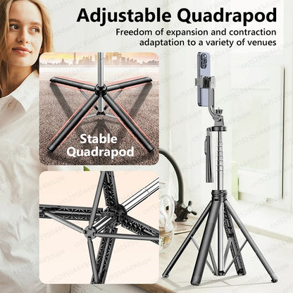 Trípode Extensible con Control Remoto Bluetooth, Soporte para Teléfono y Rosca 1/4'', Monopod de 72 Pulgadas para Smartphone, Cámaras y Proyectores