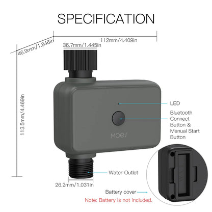 MOES Smart Tuya Bluetooth Garden Water Timer – Riego Automático Programable con Retraso por Lluvia