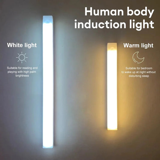 Lámpara LED de Barra Recargable por USB con Sensor de Movimiento, Luz Nocturna Portátil para Cocina, Armario y Pasillo