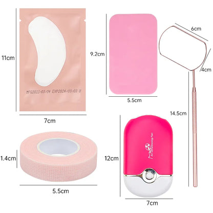 Kit Completo de Extensión de Pestañas Falsas con Ventilador USB y Herramientas de Precisión