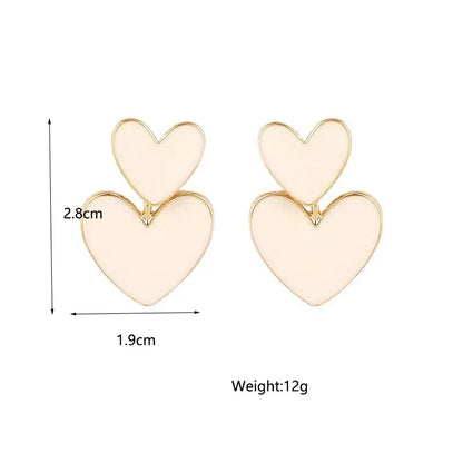 Pendientes Dangle Dobles en Blanco y Negro para Mujeres - Joyas Geométricas de Corazón para Bodas y Regalos