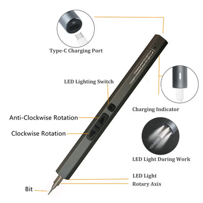 WOZOBUY Destornillador Eléctrico 50 en 1: Juego de Herramientas de Reparación Recargable con Conector Tipo C para Smartphones, Juguetes y PC