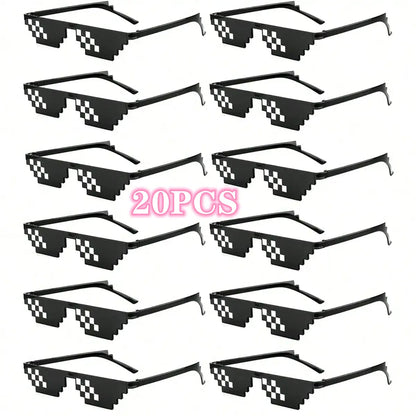 Gafas de Sol Pixeladas de 8 Bits para Adultos y Adolescentes - Paquete de 6 o 20 Piezas, Accesorios para Fiesta y Fotos