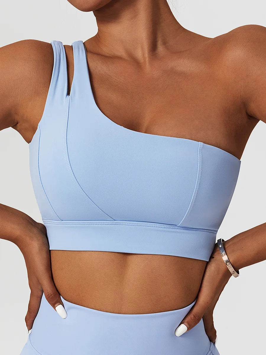 Conjunto Deportivo de Yoga para Mujer con Falda y Top - Set de Gimnasio y Fitness de Cintura Alta y Sosten Bra de un Hombro