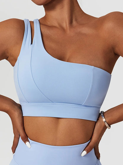 Conjunto Deportivo de Yoga para Mujer con Falda y Top - Set de Gimnasio y Fitness de Cintura Alta y Sosten Bra de un Hombro