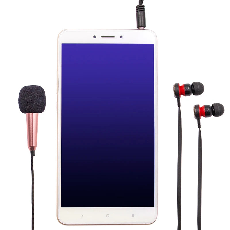 Micrófono Estéreo Portátil de 3.5mm para Estudio | Micrófono Mini de Mano para Karaoke KTV, Smartphones, Laptops y PC
