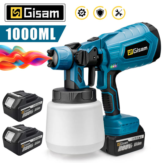 Pistola de Pintura Eléctrica Inalámbrica de 1000ml de Alta Potencia HVLP: Ideal para Automóviles, Muebles, Acero y Más con Airbrush para Batería Makita 18V