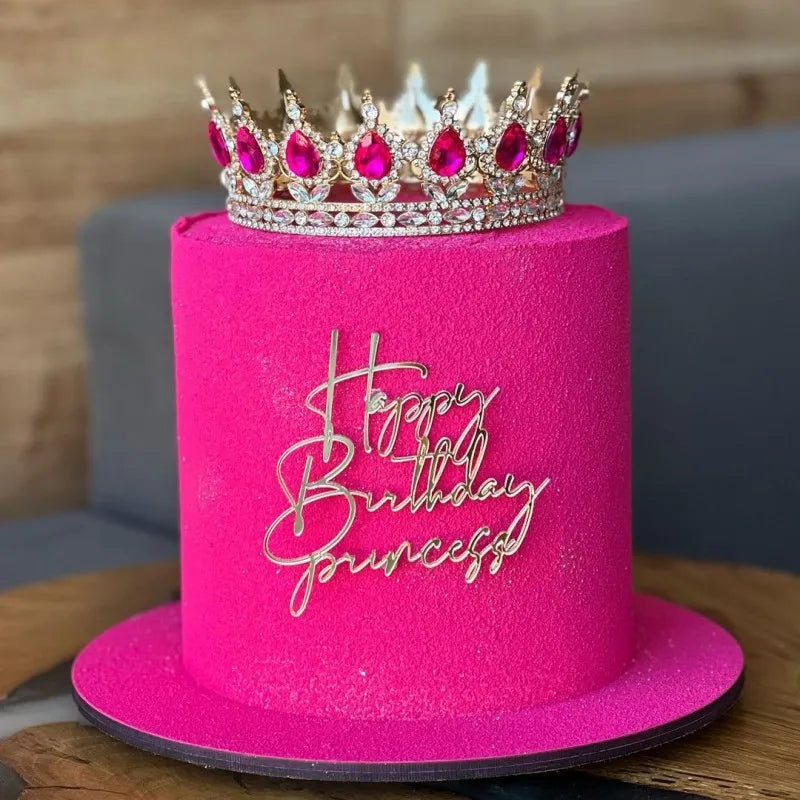 Cake Topper Acrylic Happy Birthday Queen Princess Suitable for Girls Birthday Party Cake Decoration Girls Mitzvah Baby Shower