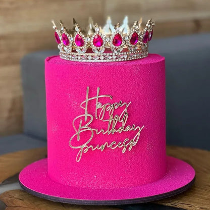 Cake Topper Acrylic Happy Birthday Queen Princess Suitable for Girls Birthday Party Cake Decoration Girls Mitzvah Baby Shower