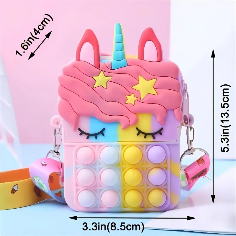Monedero de Silicona para Niñas – Bolso Mensajero de Animalito para Niños, Monedero Antiestrés Pop Fidget