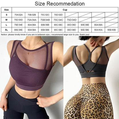 Cloud Hide Sujetador Deportivo Sexy de Malla - Top Deportivo Fitness, Crop Yoga, Top Atlético Shockproof para Mujeres