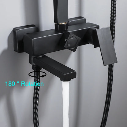 Grifo de Ducha Negro con Caño Largo, Multifuncional de Acero Inoxidable 304, Grifo de Bañera con Bidet Rociador de Agua Caliente y Fría