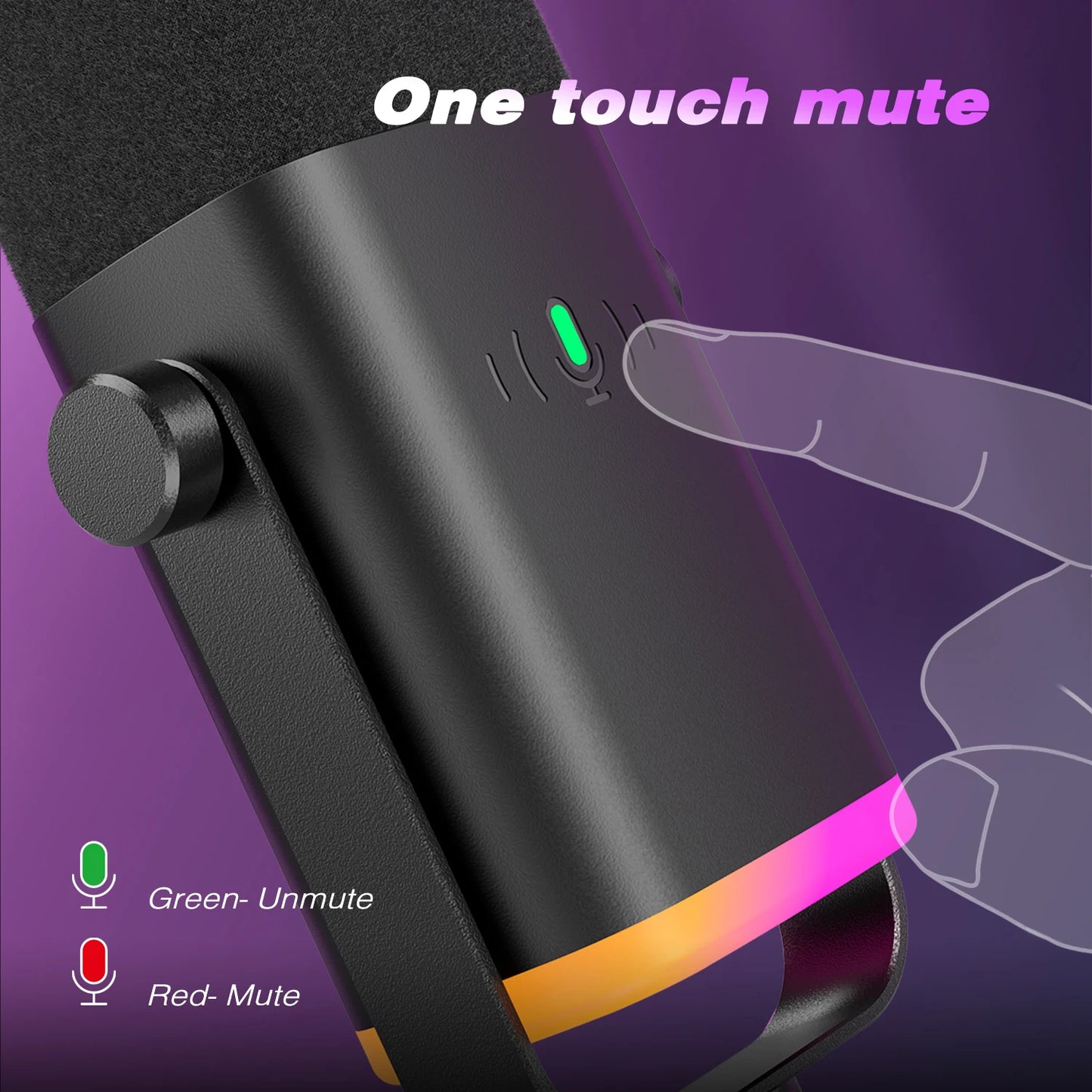 Micrófono Dinámico FIFINE USB/XLR con Botón de Silencio Táctil, Conector para Auriculares, Controles de E/S, para PC PS5/4, Mezclador de Juegos, Micrófono Ampligame AM8