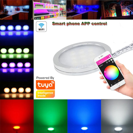 Luz LED RGB Bajo Gabinete DC12V Tuya WIFI Regulable con Control Remoto para Navidad, Cocina, Muebles Decorativos para Alexa y Google Home