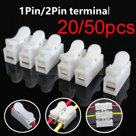 Conectores de Cable Rápidos sin Soldadura 1P 2P - 20/50 Piezas | Bloque Terminal sin Tornillo