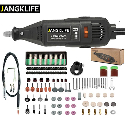 Taladro Eléctrico Mini con Amoladora y Kit de Herramientas Rotativas 110V 220V: Ideal para Perforar, Pulir, Rectificar, Tallar y Modelar