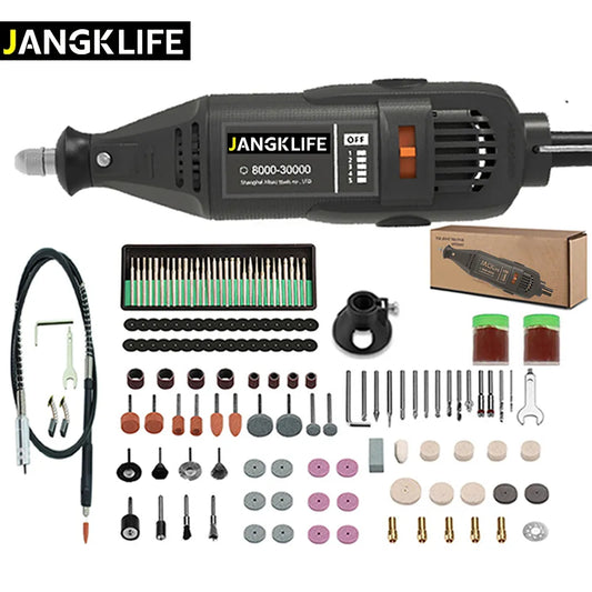 Taladro Eléctrico Mini con Amoladora y Kit de Herramientas Rotativas 110V 220V: Ideal para Perforar, Pulir, Rectificar, Tallar y Modelar