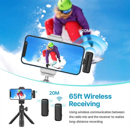 Sistema de Micrófono Inalámbrico Ulanzi J12 para Grabación de Audio y Video, Micrófono Mini Lavalier para iPhone, Android y Transmisiones en Vivo
