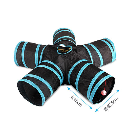 Sonajero para Gatos y Túnel de Papel Arrugado, Juguetes para Gatos Pequeños, Túnel Plegable de Poliester y Algodón, Tienda y Juguetes para Gatos, 21 Piezas