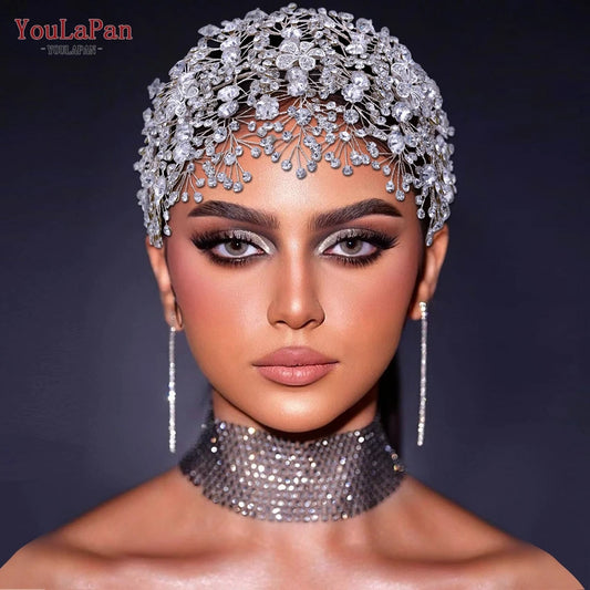 Tocado de Novia con Diamantes de Imitación, Conjunto de Pendientes, Tiara Nupcial, Corona de Boda de Cristal, Diadema, Accesorios para el Cabello, HP240