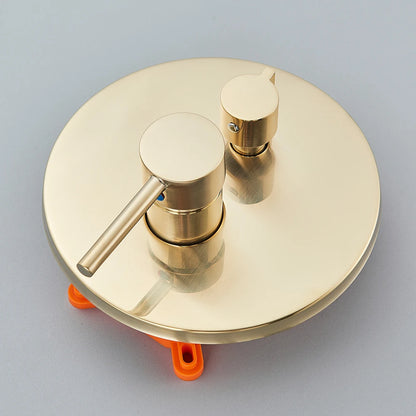 Grifo de Bañera Dorado Cepillado Montado en Pared, Sistema de Ducha de Cascada, Grifo de Baño y Mezclador de Ducha Empotrado