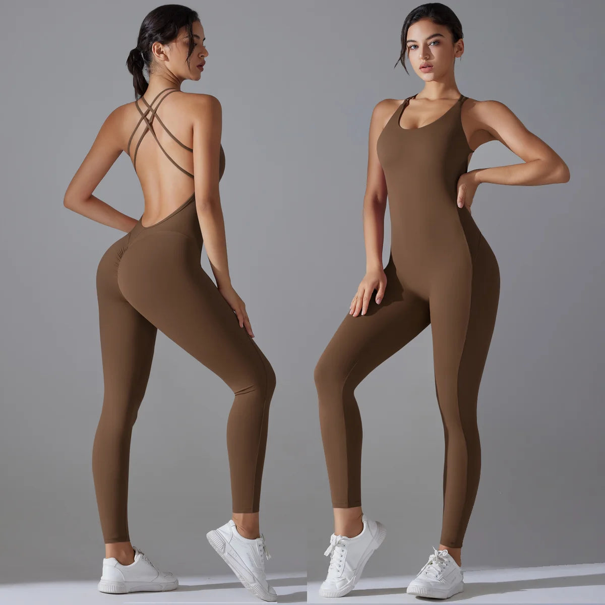 Bodycon Enterizo Deportivo Sin Espalda para Mujer - Push-Up, Yoga y Fitness