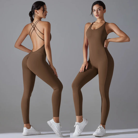 Bodycon Enterizo Deportivo Sin Espalda para Mujer - Push-Up, Yoga y Fitness