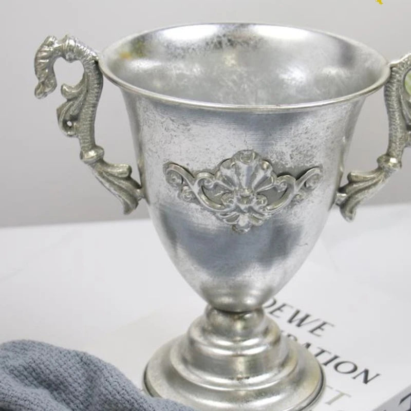 Maceta Clásica de Hierro Fundido para Boda – Jarrón Decorativo para Flores Secas, Adorno para el Hogar y Hotel, Vajilla Plateada