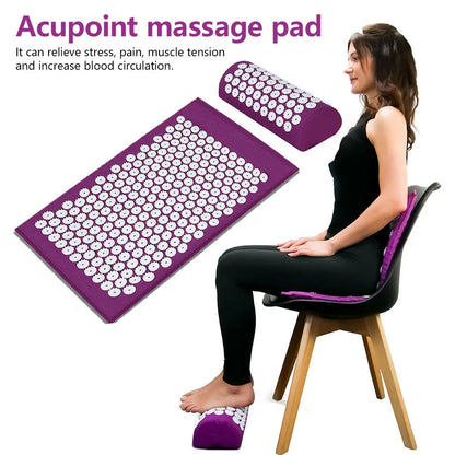 Set de Colchoneta de Masaje y Almohada de Acupresión - Alivia el Dolor de Espalda, Estrés y Tensión Muscular