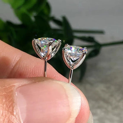 Pendientes de moissanita de Color D para mujer y niña, aretes de plata de ley 0,5, Piercing brillante, joyería fina, 925-1 quilate