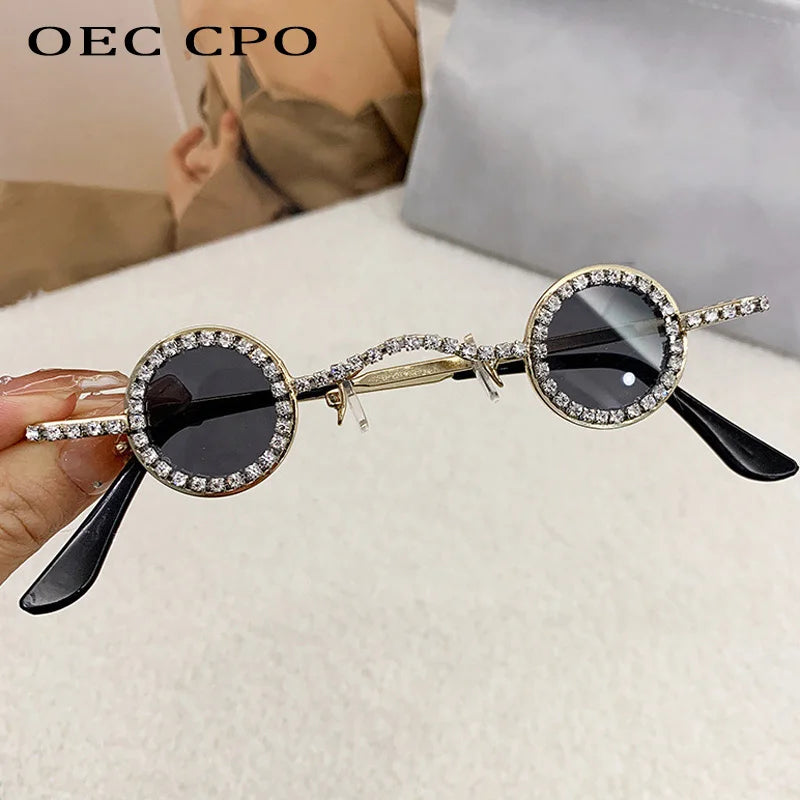Gafas de Sol Redondas con Diamantes de Imitación para Hombre y Mujer | Lentes de Sol de Lujo UV400 Diseño Punk