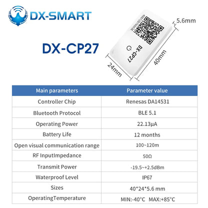 DX-Smart Wireless Eddystone Mini iBeacon Dialog 14531 BLE 5.1 Etiquetas Rastreador Ubicación Bluetooth Beacon IP67 Resistente al agua