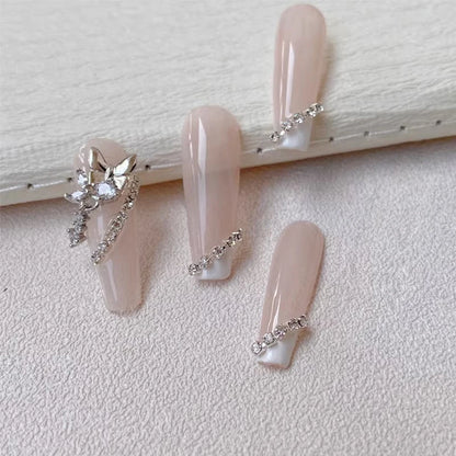 Cadena de Cristal de Lujo para Manicura Francesa - 100/50 cm de Largo, Dijes Brillantes, 1,5/2 mm
