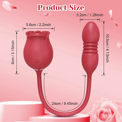Vibrador Rosa con Movimiento de Empuje para Mujeres, Estimulador de Clítoris, Succión y Vibración para Estimulación de Pezones y Zona Íntima