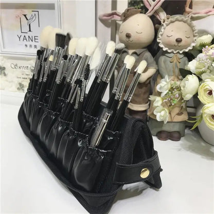 Organizador Profesional de Brochas de Maquillaje - Estuche Plegable de 29 Compartimentos con Cierre de Cremallera