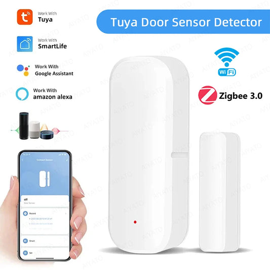 Sensor de Puerta y Ventana Tuya WiFi Zigbee - Detector de Contacto para Alarma de Seguridad Inteligente, Compatible con Alexa y Smart Life