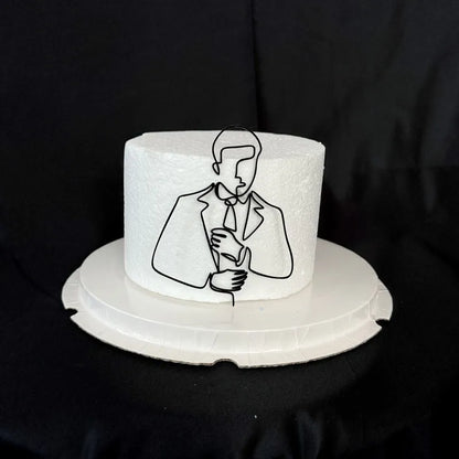Adorno minimalista para pastel de cara masculina - Decoración acrílica de cumpleaños y aniversario