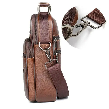 Bolso Bandolera para Hombre de Cuero Genuino – Elegante Mensajero de Marca de Lujo, Ideal para Tablets y Uso Diario