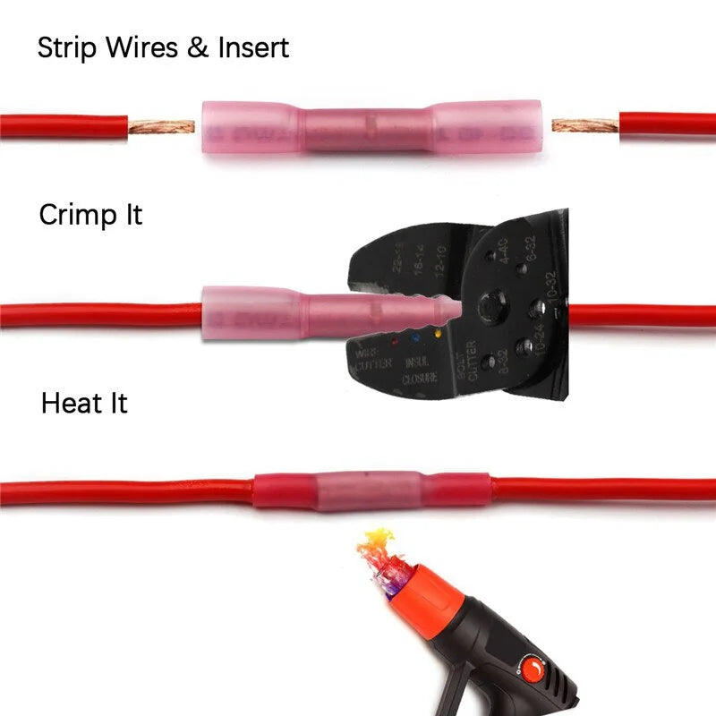 Conectores Termocontraíbles Impermeables - 20/50 PCS de Terminales Crimpados Aislados para Cables Eléctricos 22-18 AWG
