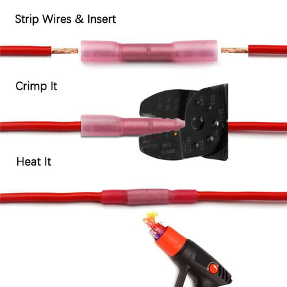 Conectores Termocontraíbles Impermeables - 20/50 PCS de Terminales Crimpados Aislados para Cables Eléctricos 22-18 AWG