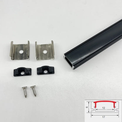Perfil de Aluminio en Forma V/YW/U de 0.5m para Tira LED, Soporte de Canal, Cubierta DIY en Acabado Negro/Plata, Tiras de Canal de Cubierta Lechosa/Negra