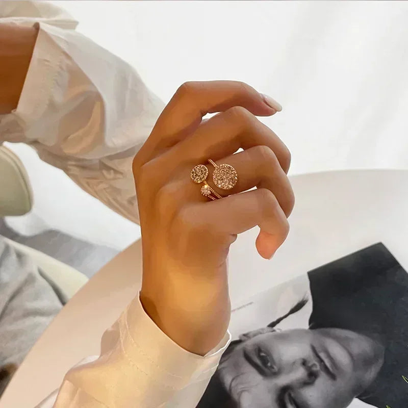 Anillos de Cadena para Mujer y Hombre - Anillo de Acero Inoxidable Bañado en Oro, Tendencia 2024
