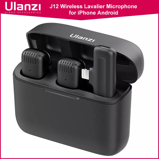 Sistema de Micrófono Inalámbrico Ulanzi J12 para Grabación de Audio y Video, Micrófono Mini Lavalier para iPhone, Android y Transmisiones en Vivo