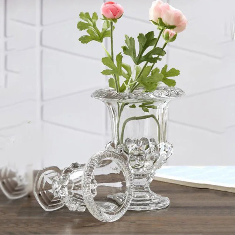Florero de Vidrio Transparente – Jarrón Elegante para Decoración de Mesa y Plantas