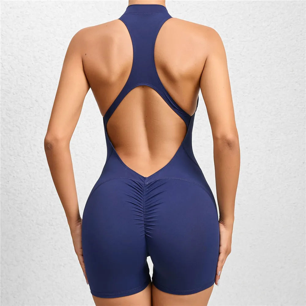 Chándal con cremallera para mujer, conjunto de Yoga con almohadilla, mono de una pieza, mallas de entrenamiento, peleles, deporte, gimnasio, traje activo, ropa de ejercicio, 2024